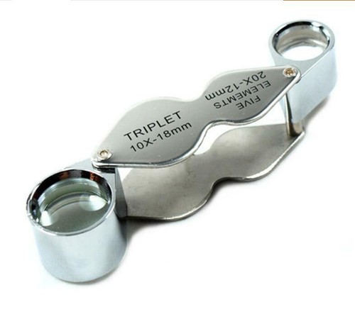 New 10X 20X Jewelers Loupe Magnifier Magnifying Glass Double Loop 2 Lens Pocket - Picture 5 of 8