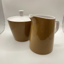 Mikasa Cera Stone Covered Sugar Bowl  Creamer Set Brown 3999 Japan