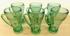 Coca Cola Heavy Green Glass Mug with Handle Libby Vintage Set of 6