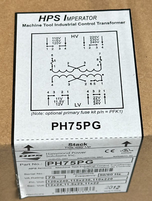 NEW HPS IMPERATOR PH75PG CONTROL TRANSFORMER 75va 1Ph 120/240VAC pri. 12/24V sec