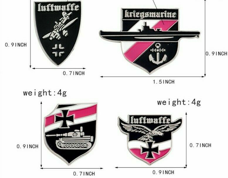 Set of 4 German Medal Lapel PIN BADGE Luftwaffe Kriegsmarine