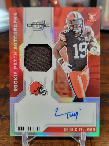 2023 Contenders Optic Cedric Tillman SILVER ROOKIE PATCH AUTO RPA #'d /75 RC
