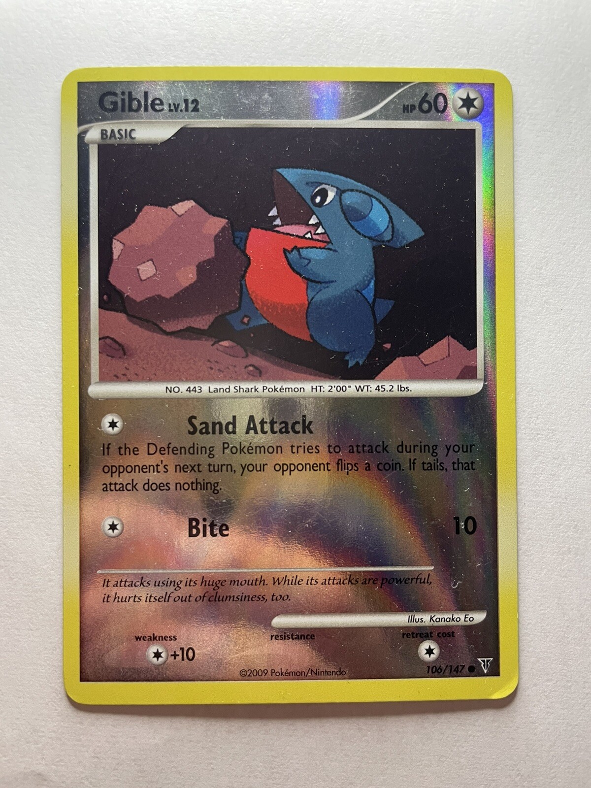 2009 Pokemon Card Gible 106/147 Platinum Supreme Victors Reverse Holo Common LP