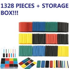 1328 Pcs HEAT SHRINK Tubing Sleeve 2:1 Shrinkable Tube Wire Cable Assortment Kit