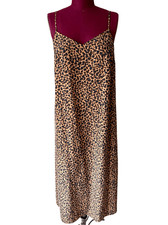 NEW Madewell Silk Eva Slip MIDI Dress size 6 Painted Brushed Leopard Warm Hickor