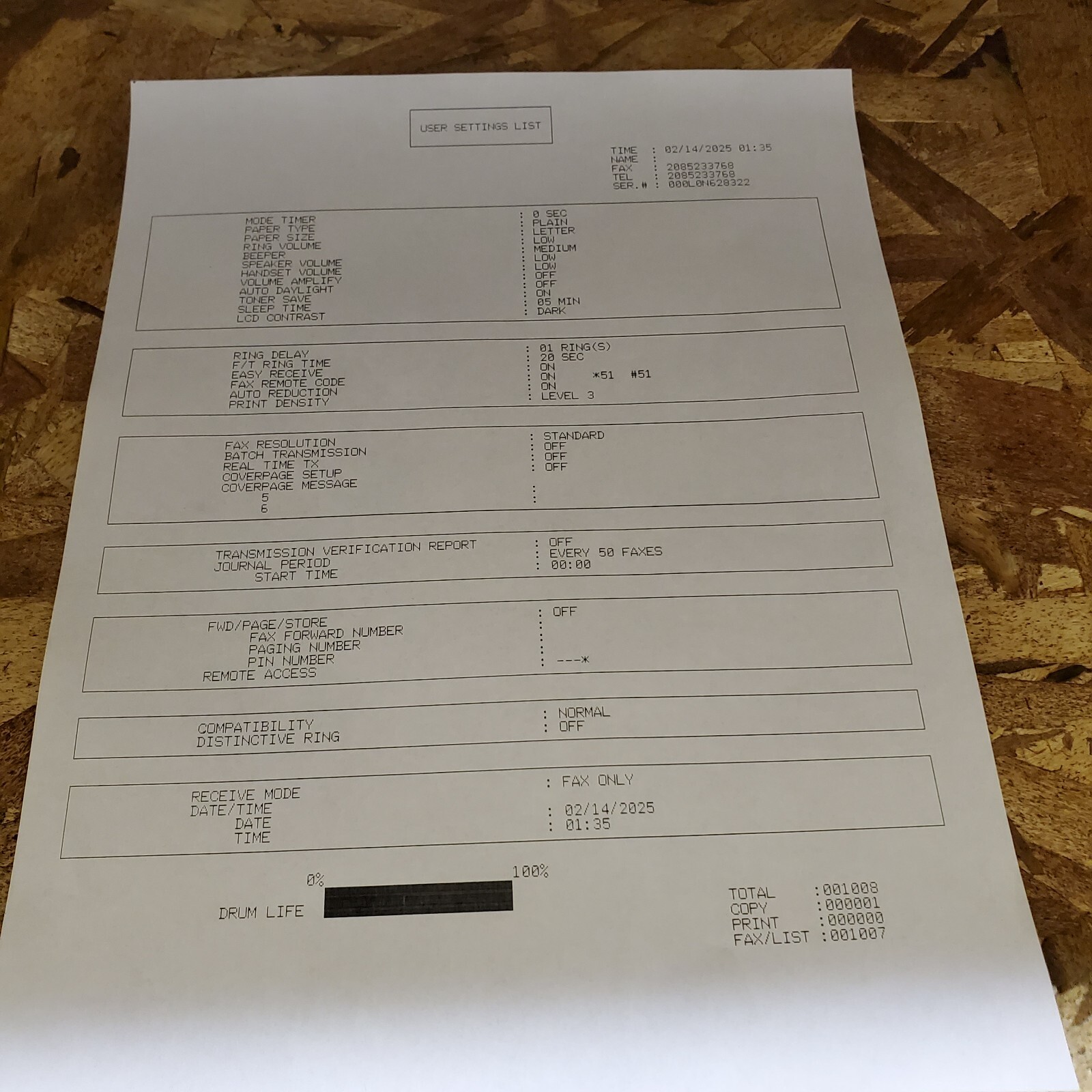 Brother IntelliFax 2820 Mono Laser Printer W/Toner LOW USE 1k Pages READ INFO