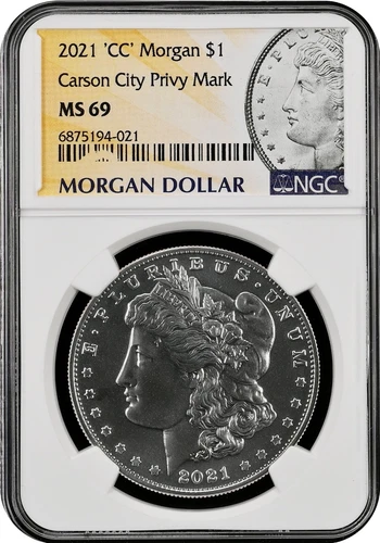 2021 'CC' Morgan $1 Carson City Privy Mark NGC MS69