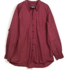 Eddie Bauer Red Plaid Button Up Shirt Mens Sz-XXL Tall 100 Cotton