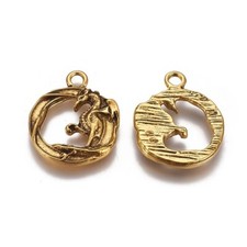Dragon Pendant Antiqued Gold Dragon Charm Medieval Fairy Tale 26mm Jewelry  