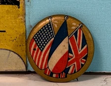 Vintage Whitehead Haag Novelity Co- USA, Britian, & France Pinback button.