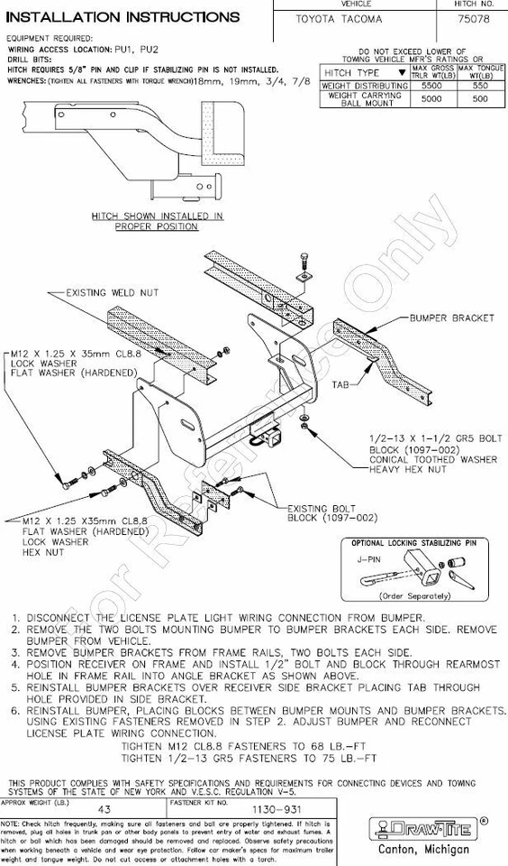 Enganche de remolque para Toyota Tacoma Clase 3 1995-2004 receptor de remolque de 2" Foto 3 de 4