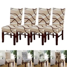 4Pc Chair Cover Dining Stretch Removable Elastic Printed Spandex Chair Protector