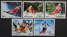 Paraguay: Michel n. 4175-4179 "Olimp. Giochi invernali '88" del 1987, timbrati