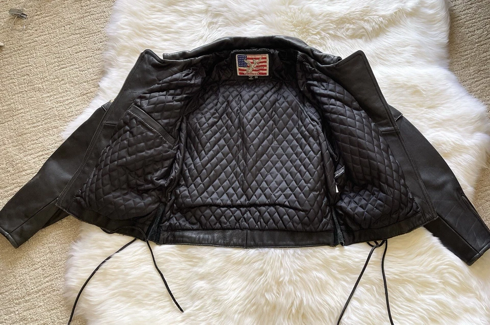 Vintage  Leather Quilted Motorcycle Jacket - Image 4 of 4