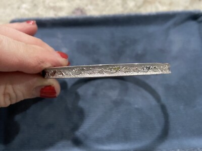 Vintage Marathon Sterling Silver 925 Flower/Vine Etched Bangle Bracelet, 7 
