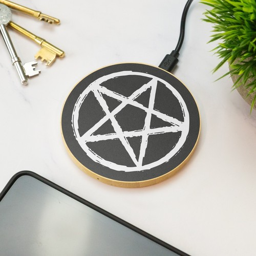 Pentagram Wireless Phone Charger Wooden Printed Cell Phone Charger Gift - 第 1/4 張圖片