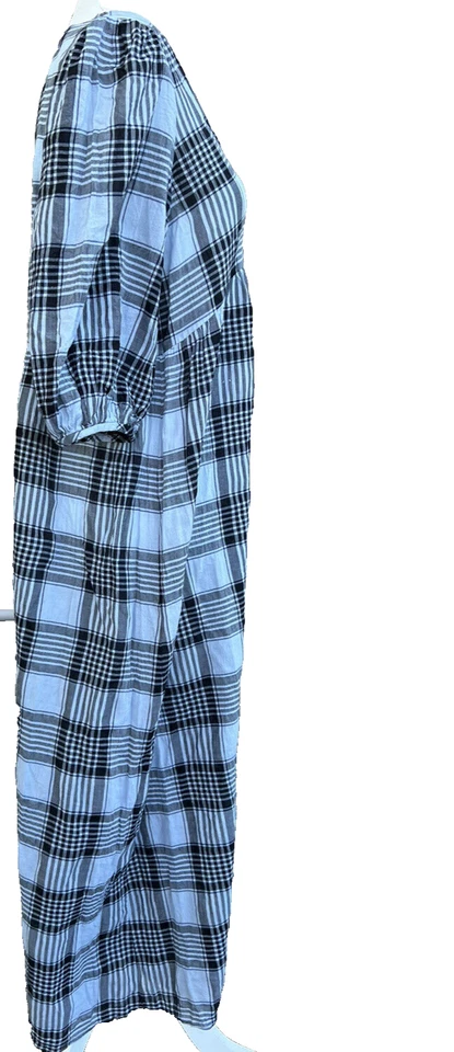 Zara Plaid maxi cotton plaid cottage v-neck dress 3/4sleeve size XS A000257 - Image 3 of 4