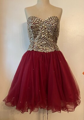 fashion bridesmaid party mini quinceanera short burgundy sparkles dress size L | eBay fashion bridesmaid party mini quinceanera short burgundy sparkles dress size L | eBay