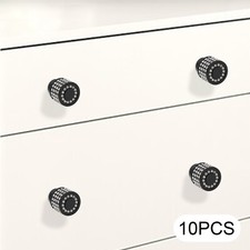 Lot of 10 Black Cabinet Knobs Drawer Kitchen Dresser Furniture Door Handle Pulls