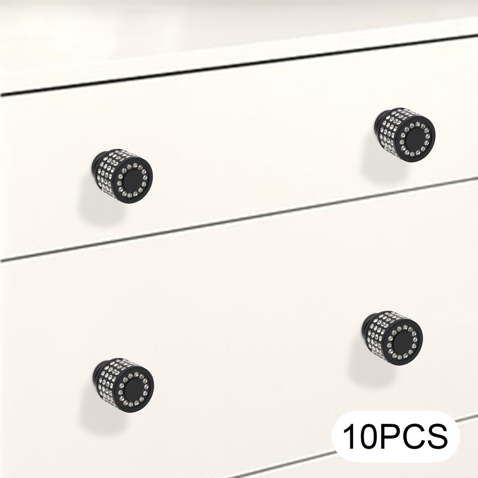 Lot of 10 Black Knobs Drawer Kitchen Dresser Furniture Door