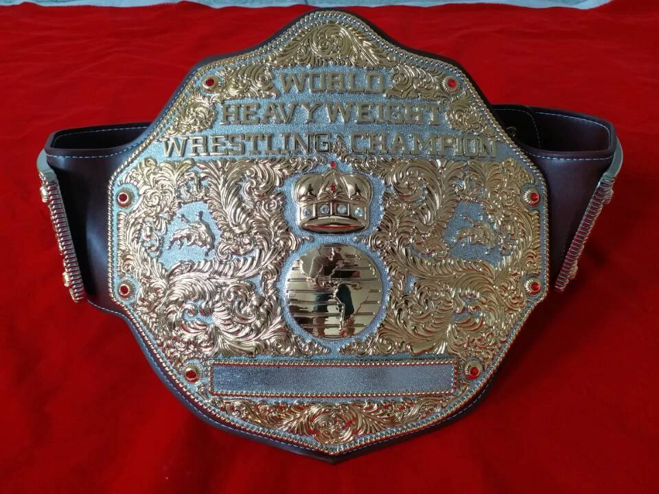 Fandu Big Gold Nickel/gold Wrestling Championship Title Belt Brown Strap - Image 3 of 4