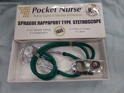 Pocket Nurse Sprague Rappaport Type 22'' Green Double Tubing Stethoscope NEW 