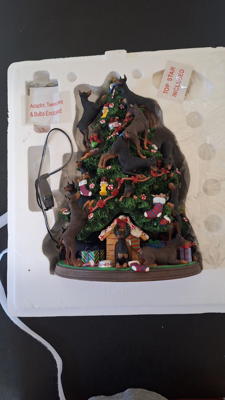Árbol de Navidad Danbury Mint Doberman Pinscher perro O.G. Paquete