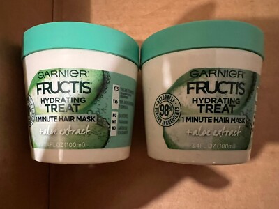 2x NEW GARNIER FRUCTIS HYDRATING TREAT 1 MINUTE HAIR MASK ALOE EXTRACT 3.4oz