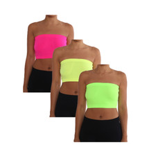 3 Pack Seamless Tube Top Layering Bandeau Spandex Bra Plus Size Nylon Spandex