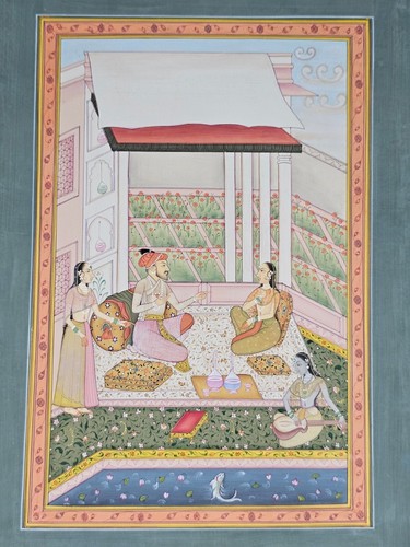 The Mughals Art Painting Indian Miniature Harem Art Painting With Real Gold Work - Picture 4 of 6