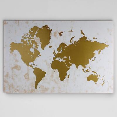 Champagne Gold Map Gallery Wrapped Canvas Wall Art, 24x32,