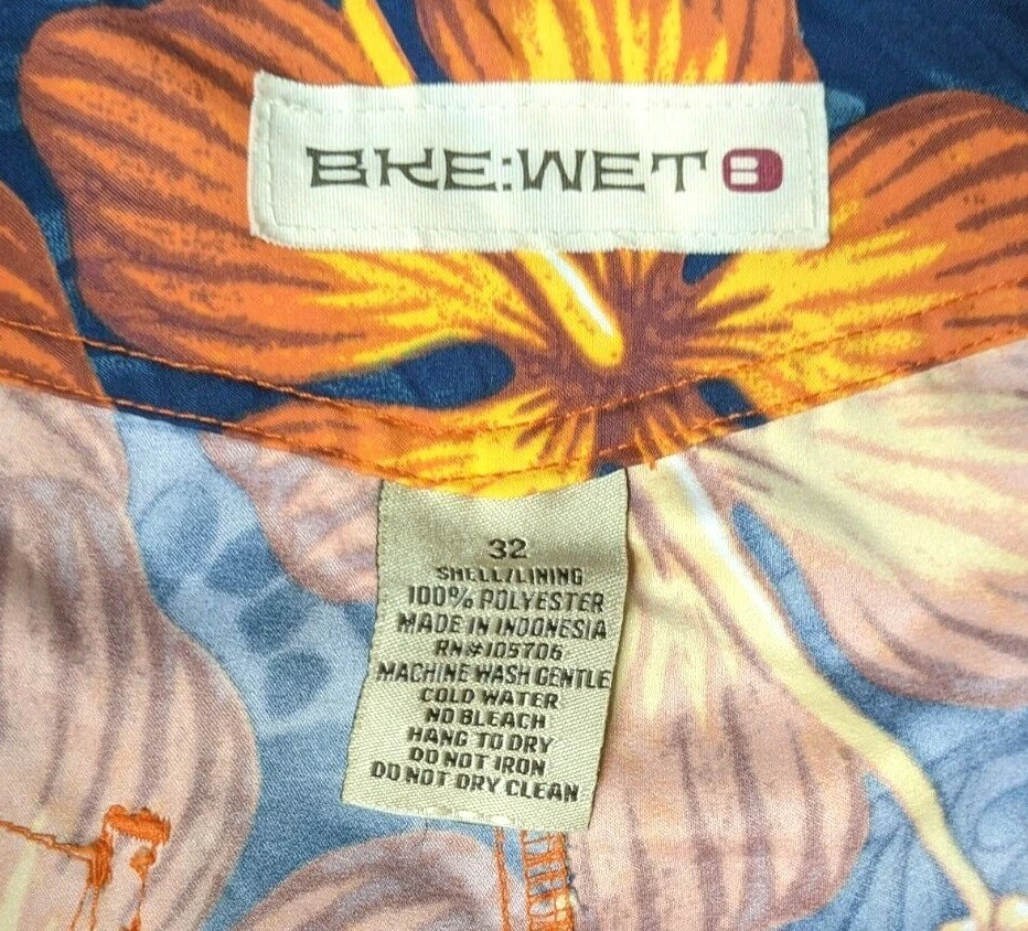 Bañador BKE Húmedo Para Hombres 32 Board Shorts Patrón Floral Naranja Azul Sin Forro Foto 3 de 4