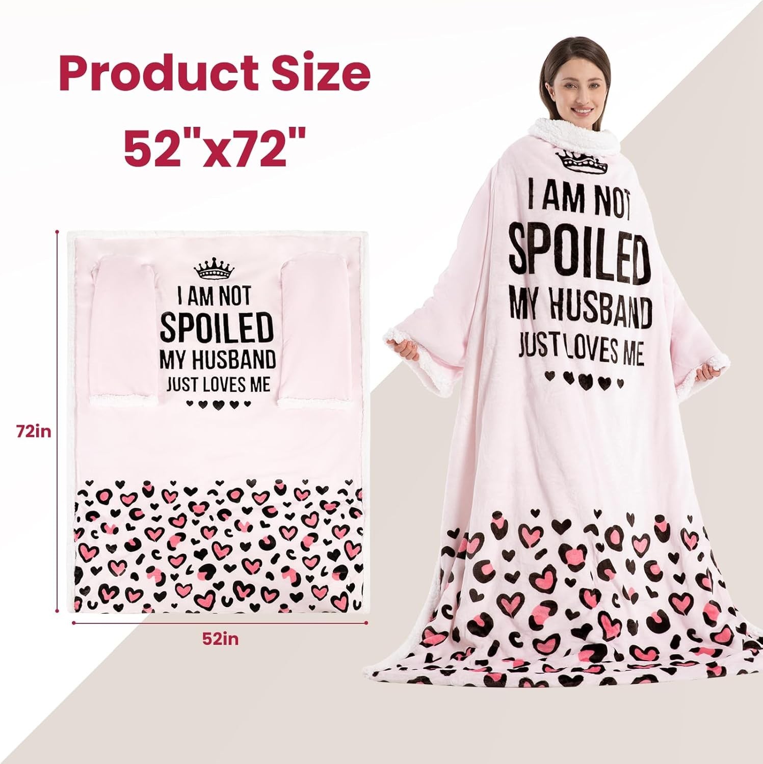 Wearable Heated Blanket with Sleeves Foot Pocket Electric Throw for Women Gift