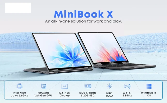 DT Mini Book 10.5-inch Intel N150 12GB RAM 512GB SSD Win11 Mini Laptop-NEW - Image 2 of 4