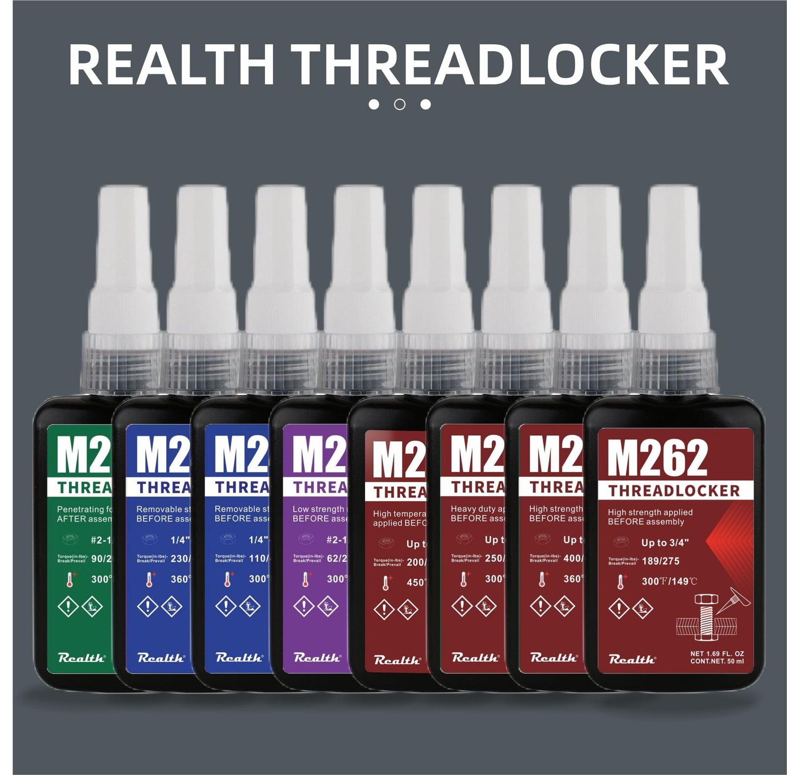 Threadlocker Purple 50ml Low Strength, Thread Locker for Bolt and Nuts M222