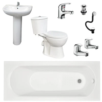 HYDROS Complete Bathroom Suite Imelda Bath Gillian White Modern Style Inc Haze Taps