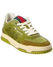 Gucci Re-Web Gg Canvas  Leather Sneaker Women's Green 37