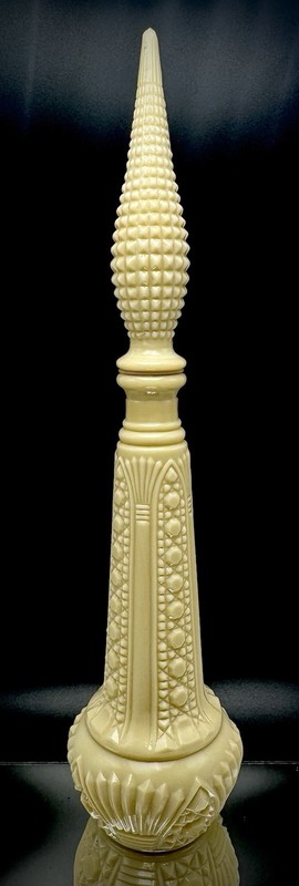 Almond Art Glass Genie Bottle Custard Vintage MCM Empoli Decanter Italy Stopper