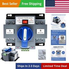 110V Dual Power Automatic Transfer Switch, 2P 63A Certified ATS Generator Ch...