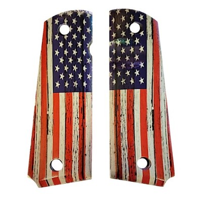 1911 Full Size Grips Rustic Old Glory US Flag UV Printed Walnut for Colt Gov