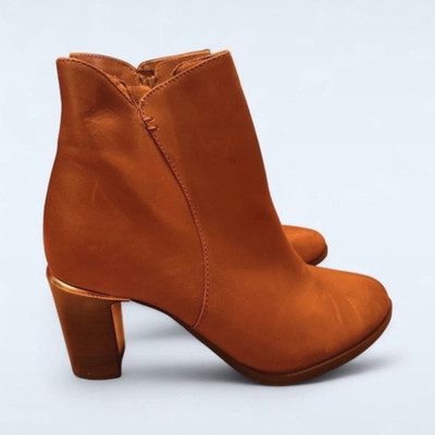 Tamaris Women s Brown Leather Ankle Bootie Round Toe Zip Comfort Anti Slide