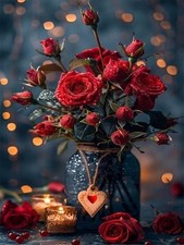 Rose Diamond Art Kits for Adults,Love Heart Round Full Drill 5D Diamond Painting