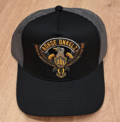 Böhse Onkelz Trucker Mesh Cap Adler BO Wappen Schwarz/Orange/Grau NEU