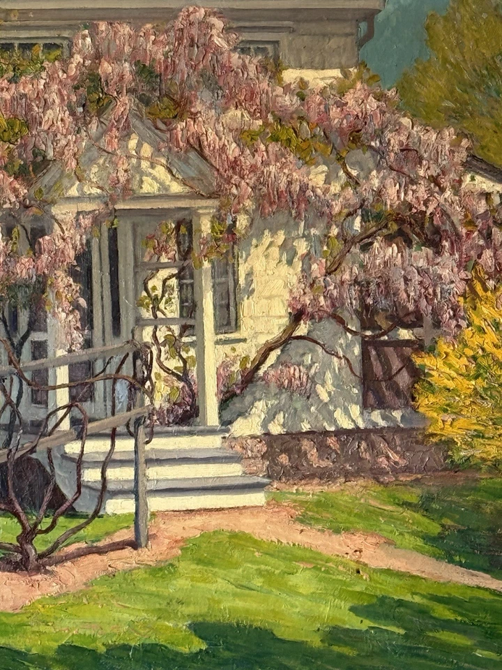 ROBERT FRANCIS WILLIAMS ANTIQUE FLORAL LANDSCAPE OIL PAINTING OLD SPRING 1930 - Image 3 of 4