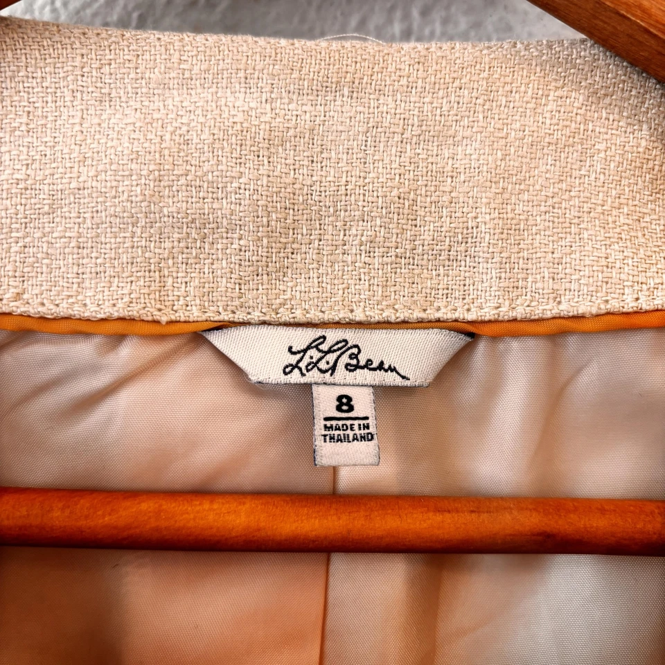 Blazer de lino LL Bean vintage para mujer talla 8 frente abierto clásico dinero antiguo recortado Foto 2 de 4