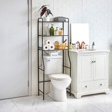 Matte Black Over the Toilet Steel Storage Unit W/ 3 Shelves Liners