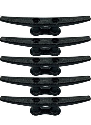 6 inch Black Boat Cleats 5-Pack Electrophoretic Coated Black Cast Iron Dock C...