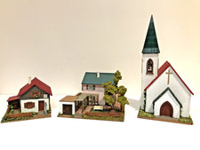 WIAD H0 Wärterhaus Nr.576 Villa Nr.1019 Kirche Nr.1051 um 1956 Holz wie Faller