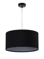 HäNgelampe Schwarz Stoff Innen Hahnentritt Ø40Cm Pendelleuchte Wohnzimmer