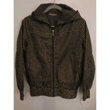 Women's Olive Green Dot Zip-Up Hooded Jacket Sz 10